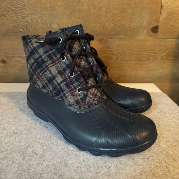 Sperry Syren Women’s Navy Plaid Wool Duck Boots - Picture 1 of 7